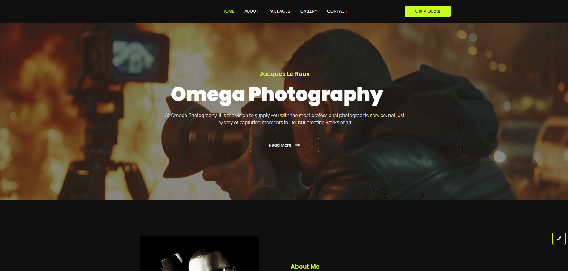 Omega Photography website hosted by Hostking