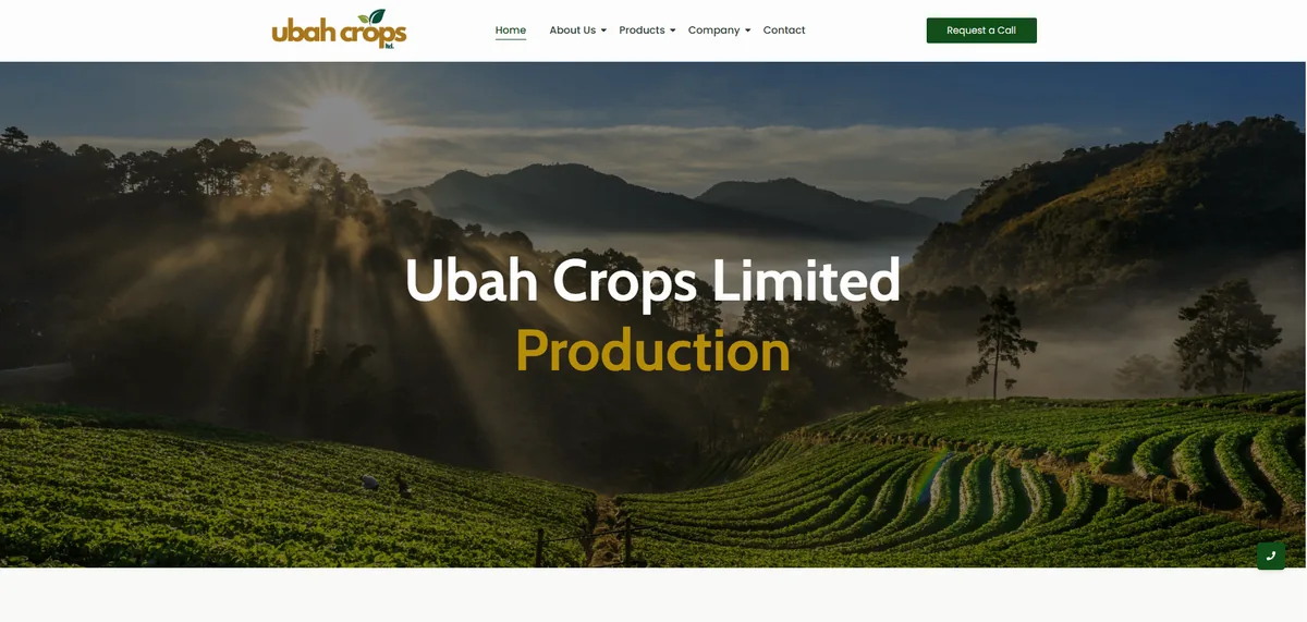 ubahcrops.com website, built by Hostking